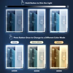 JONATHAN Y Pax Anti-Fog Front/Back-lit Bathroom Vanity Mirror, Touch Control, Height: 36" 20 JONATHAN Y Pax Anti-Fog Front/Back-lit Bathroom Vanity Mirror, Touch Control, Height: 36" -Laural Home Shop b5e175590372a6b0 7418 w800 h800 b0 p0