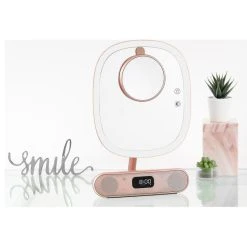 Impressions Vanity Company Melody Square Duotone Makeup Mirror With Bluetooth Speakers, Rose Gold -Laural Home Shop b611c78801453cc7 8851 w800 h800 b1 p0