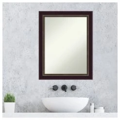 Amanti Art Signore Bronze Non-Beveled Wood Bathroom Wall Mirror - 22.25 X 28.25 In. -Laural Home Shop b631aca002bdde01 6146 w800 h800 b1 p0