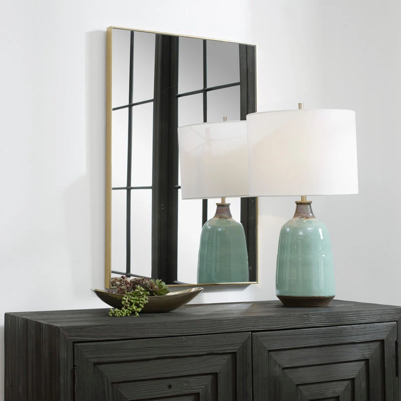 FIND Thin Frame Minimalist Mirror, Gold 5 FIND Thin Frame Minimalist Mirror, Gold - Image 3