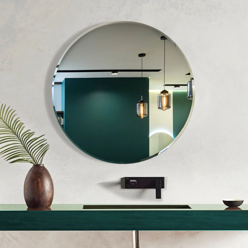 Fab Glass And Mirror Round Beveled Polished Frameless Wall Mirror With Hooks, 24" 5 Fab Glass And Mirror Round Beveled Polished Frameless Wall Mirror With Hooks, 24" - Image 3