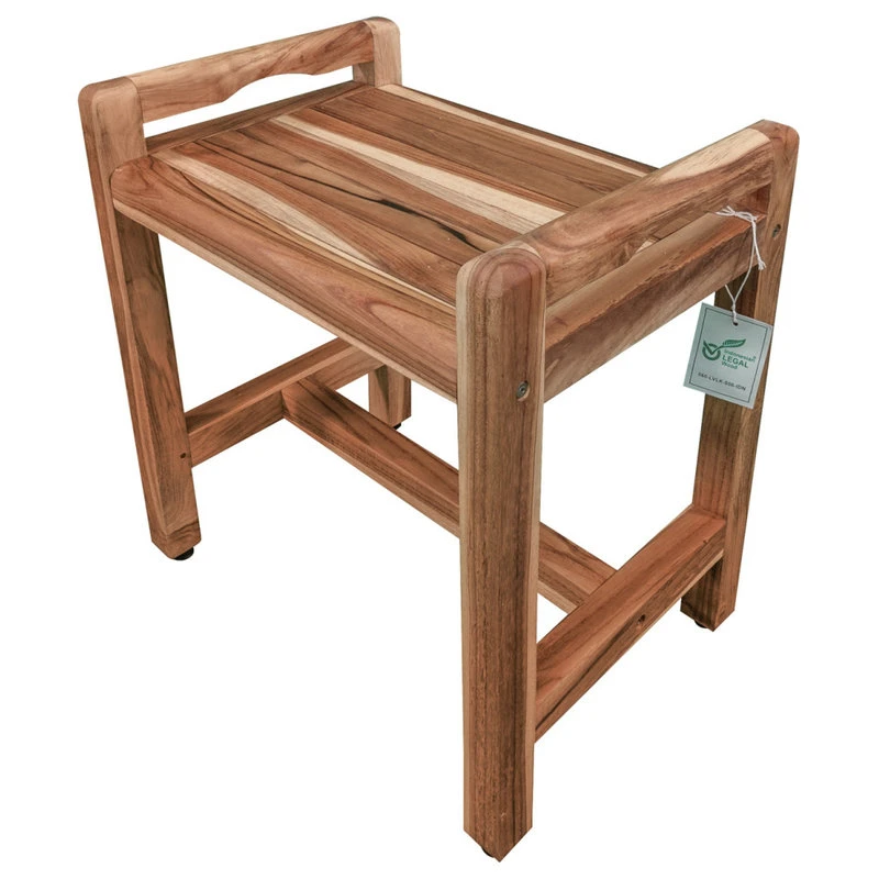 EcoDecors EarthyTeak Classic 18" Shower Bench With LiftAide Arms 7 EcoDecors EarthyTeak Classic 18" Shower Bench With LiftAide Arms - Image 5