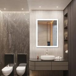 Kiva Rhyme 28"(W)x36"(H) Wall-mounted Design Bathroom Mirror, Dimmable&Defogger Switch -Laural Home Shop b811c40d0dad6ea3 5554 w800 h800 b0 p0