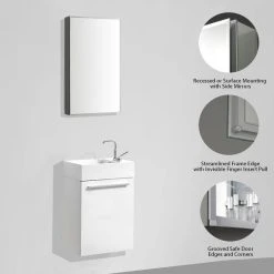 Blossom Kitchen & Bath Supply Aluminum Bathroom Medicine Cabinet, Recess Or Surface Mount, 15"x26" -Laural Home Shop b83104a5010031d4 1906 w800 h800 b0 p0