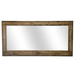 Renewed Decor And Storage Double Vanity Herringbone Style Mirror, Driftwood, 60"x30"