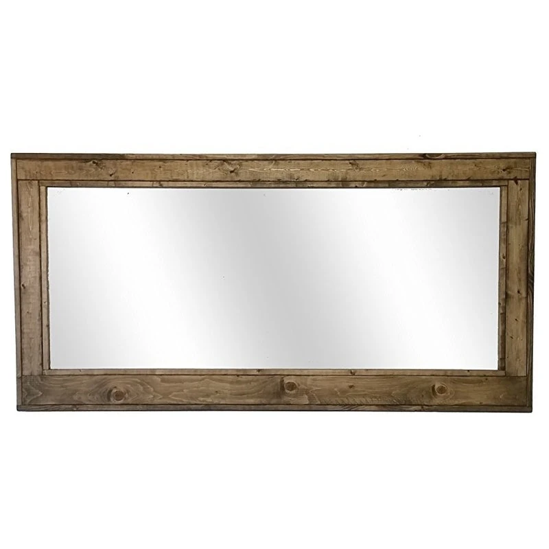 Renewed Decor And Storage Double Vanity Herringbone Style Mirror, Driftwood, 60"x30" 3 Renewed Decor And Storage Double Vanity Herringbone Style Mirror, Driftwood, 60"x30"