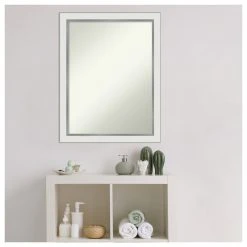 Amanti Art Eva White Silver Narrow Non-Beveled Bathroom Wall Mirror - 21 X 27 In. 18 Amanti Art Eva White Silver Narrow Non-Beveled Bathroom Wall Mirror - 21 X 27 In. -Laural Home Shop b921031902bddde0 6189 w800 h800 b1 p0