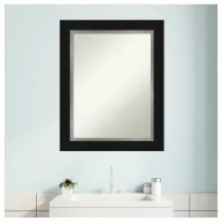 Amanti Art Eva Black Silver Non-Beveled Bathroom Wall Mirror - 23.5 X 29.5 In. -Laural Home Shop b9a1f44b02bdde84 6138 w800 h800 b1 p0