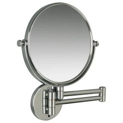 Valsan Bathrooms Contemporary Wall Mounted Mirror With 3-Times Magnification, Polished Nickel