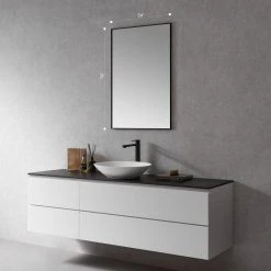 Altair Sassi Rectangle Bathroom/Vanity Aluminum Framed Wall Mirror, Matt Black, 24" -Laural Home Shop b9c19691028610e9 4755 w800 h800 b0 p0