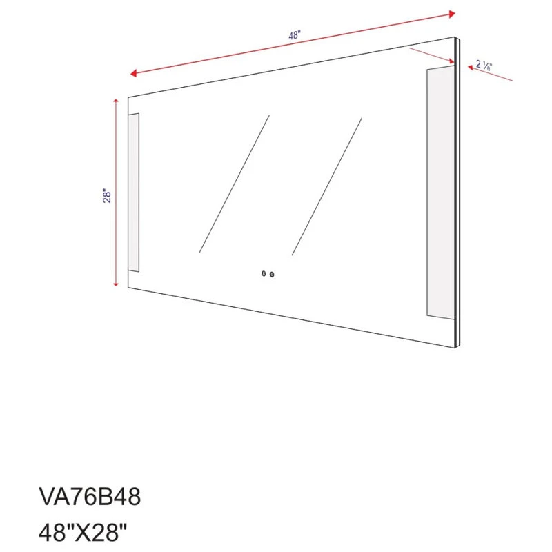 Vanity Art LLC Frameless Rectangle LED Lighted Bath Vanity Mirror, 48" X 28" 8 Vanity Art LLC Frameless Rectangle LED Lighted Bath Vanity Mirror, 48" X 28" - Image 6