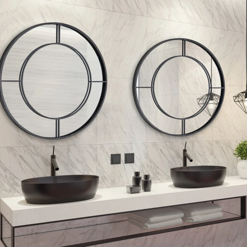 Uniek Kavenna Round Metal Framed Wall Mirror, Black 30" Diameter 6 Uniek Kavenna Round Metal Framed Wall Mirror, Black 30" Diameter - Image 4