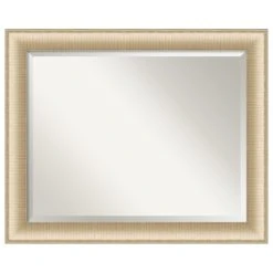 Amanti Art Elegant Brushed Honey Beveled Bathroom Wall Mirror - 32.75 X 26.75 In.