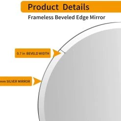 Imtinanz Round Beveled Polished Frameless Wall Mirror For Bathroom 8 Imtinanz Round Beveled Polished Frameless Wall Mirror For Bathroom -Laural Home Shop bb71f017014c8aad 6601 w800 h800 b0 p0