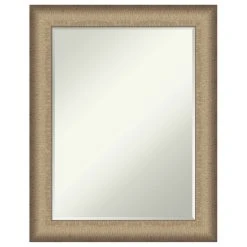 Amanti Art Elegant Brushed Bronze Petite Bevel Bathroom Wall Mirror 22.75 X 28.75 In.