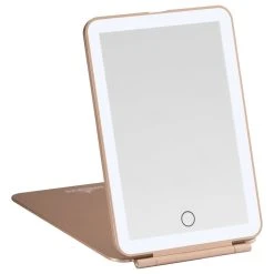 Impressions Vanity Company Touch Pad Mini Tri-Tone Rechargeable LED Makeup Mirror With Flip Cover, Rose Gol