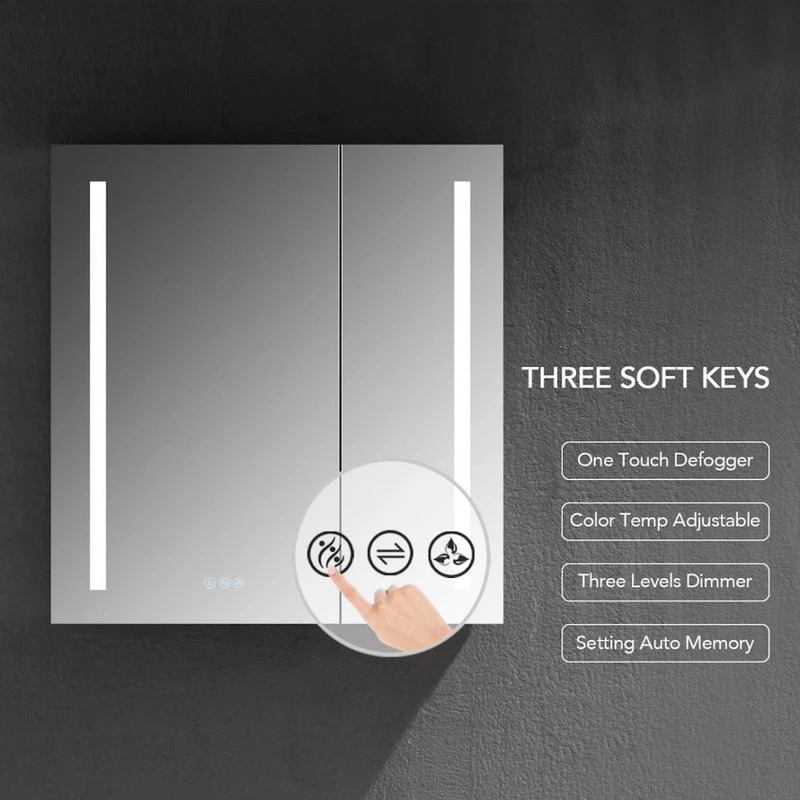 Blossom Kitchen & Bath Supply LED Mirror Medicine Cabinet With Defogger, Dimmer And Outlets, 30x32 4 Blossom Kitchen & Bath Supply LED Mirror Medicine Cabinet With Defogger, Dimmer And Outlets, 30x32 - Image 2