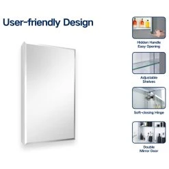 Modland Aurora Recessed Or Surface Mount Frameless Aluminum Medicine Cabinet,15x26Inch 17 Modland Aurora Recessed Or Surface Mount Frameless Aluminum Medicine Cabinet,15x26Inch -Laural Home Shop bbc1e64a03282f41 7397 w800 h800 b1 p0