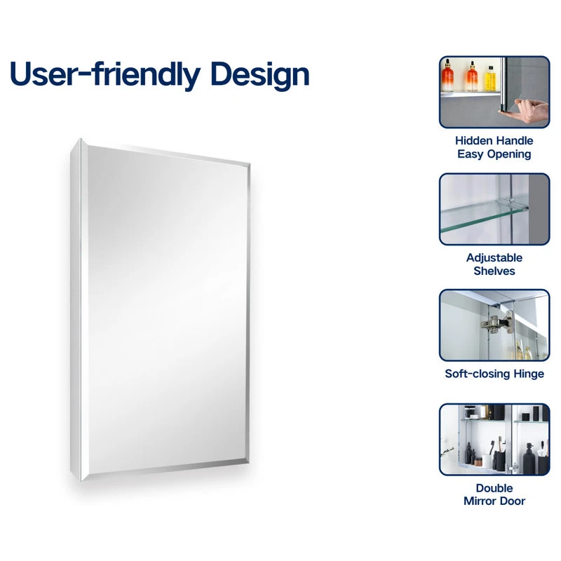 Modland Aurora Recessed Or Surface Mount Frameless Aluminum Medicine Cabinet,15x26Inch 8 Modland Aurora Recessed Or Surface Mount Frameless Aluminum Medicine Cabinet,15x26Inch - Image 6