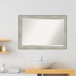 Amanti Art Crackled Metallic Beveled Bathroom Wall Mirror - 41 X 29 In. -Laural Home Shop bc1141d90ec6c413 5254 w800 h800 b0 p0