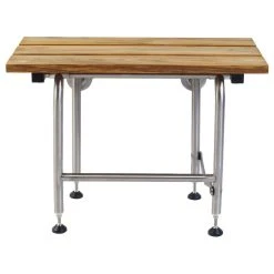 Grab Bar Specialists Rectangular Folding Shower Seat, Teak Wood, 24 ", Legs