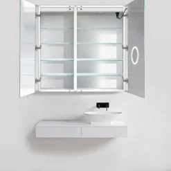 Krugg Reflections USA 42x42 Recessed Or Surface Mount Medicine Cabinet 8 Shelves, LED, Right -Laural Home Shop bc611cac014e1f7b 4344 w800 h800 b0 p0