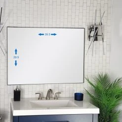 Decor Wonderland Vanta Metal Framed Wall Mirror With Dual Mounting Brackets, Black, 39.5 In. X 29 -Laural Home Shop bcc18bb900495c9a 8384 w800 h800 b0 p0