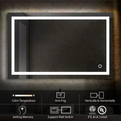 Blossom Kitchen & Bath Supply Fogless, Color Temperature Adjustable LED Mirror, 48"x30" 16 Blossom Kitchen & Bath Supply Fogless, Color Temperature Adjustable LED Mirror, 48"x30" -Laural Home Shop bd31c93f0123a07e 6432 w800 h800 b0 p0