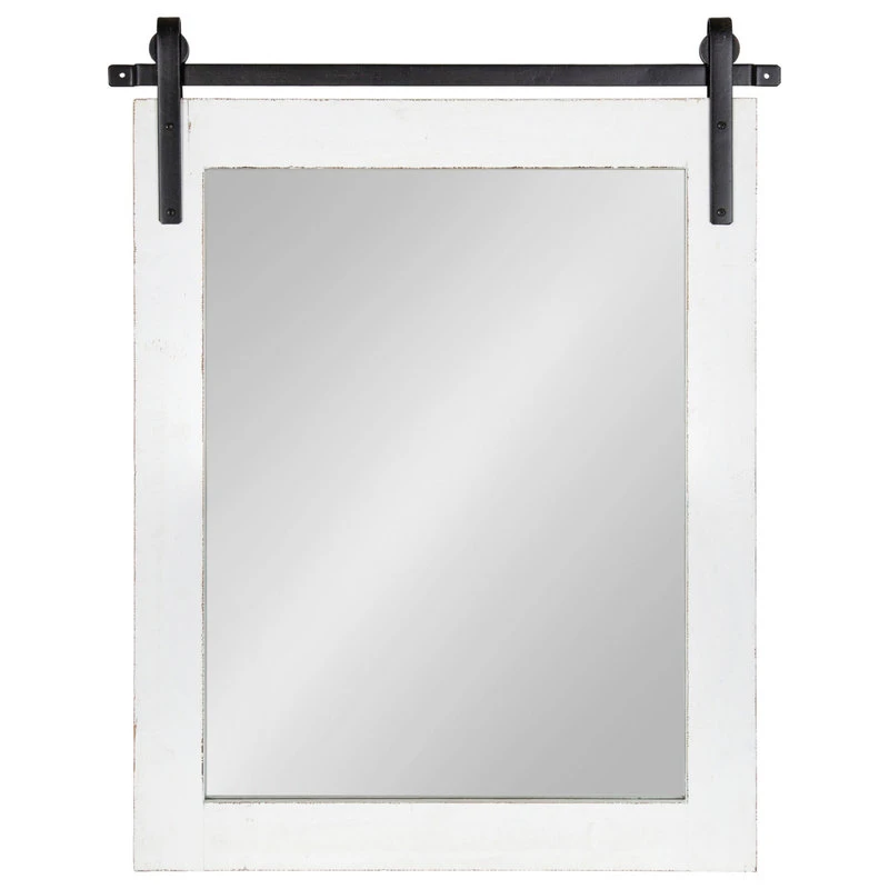 Uniek Cates Rustic Wall Mirror, White 22x.75x30 3 Uniek Cates Rustic Wall Mirror, White 22x.75x30
