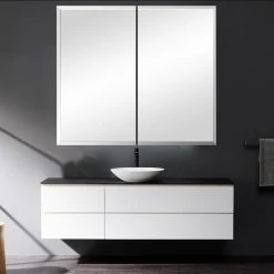 Aosmay 30 In W LED Double Mirrored Doors Medicine Cabinet -Laural Home Shop bda13ac702981d1b 7829 w800 h800 b0 p0