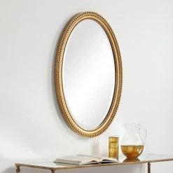 Unique Mirrors Lightly Antiqued Metallic Gold Leaf Round Wall Mirror, Bathroom Mirror, 22 Inch 9 Unique Mirrors Lightly Antiqued Metallic Gold Leaf Round Wall Mirror, Bathroom Mirror, 22 Inch -Laural Home Shop be516a1e00ae9042 1557 w800 h800 b0 p0