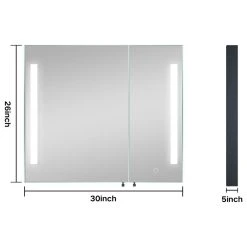Modland Aurora Double Door LED Medicine Cabinet With Lights On Both Sides ,30×26Inch -Laural Home Shop bec1a513032d746b 0872 w800 h800 b1 p0