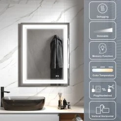 Wellfor Frameless LED Lighted Dimmable Bathroom Vanity Mirror With Defogger, 28"x36" 20 Wellfor Frameless LED Lighted Dimmable Bathroom Vanity Mirror With Defogger, 28"x36" -Laural Home Shop bee1d6c402f4d9ba 7356 w800 h800 b0 p0