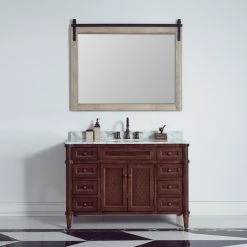 Vinnova Cortes Rectangular Wall Mount Mirror, North American Logs, 48" -Laural Home Shop bfd1563f0304b36a 1309 w800 h800 b0 p0