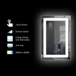 Kiva Rhyme LED Backlit Mirror With Anti-Fog Function, 28"x36"-3 Button 12 Kiva Rhyme LED Backlit Mirror With Anti-Fog Function, 28"x36"-3 Button -Laural Home Shop c0214e420eb3d515 5596 w800 h800 b0 p0