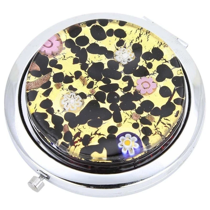 GlassOfVenice Murano Glass Millefiori Folding Compact Mirror - Gold Millefiori 4 GlassOfVenice Murano Glass Millefiori Folding Compact Mirror - Gold Millefiori - Image 2