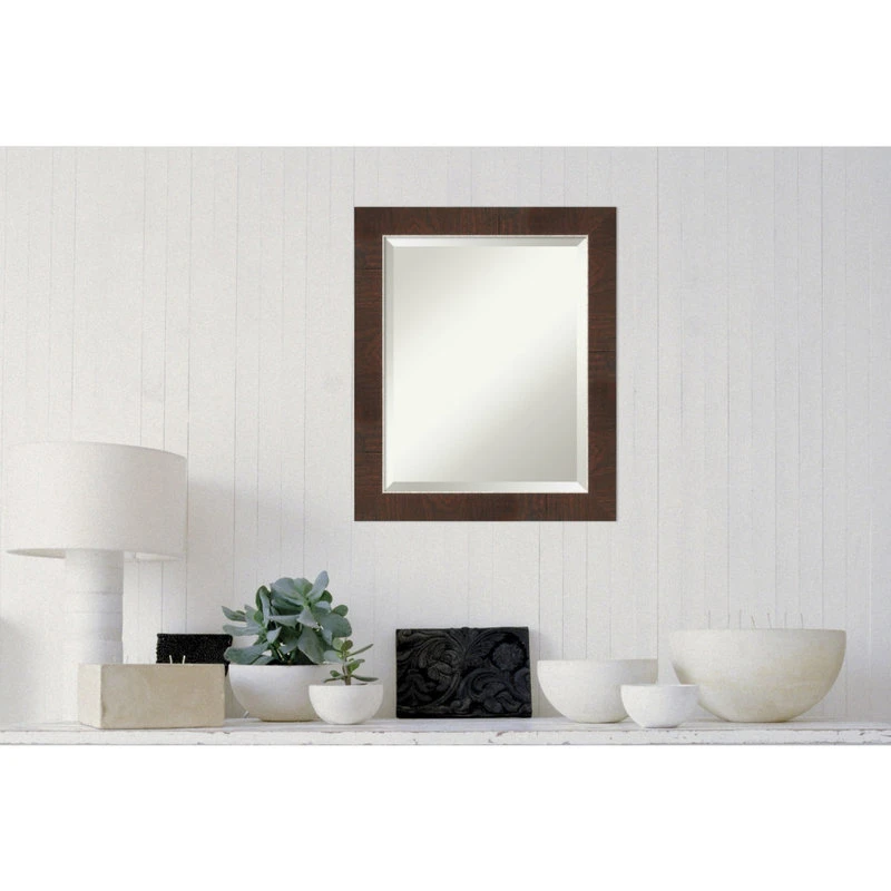 Amanti Art Wildwood Brown Narrow Beveled Bathroom Wall Mirror - 19.25 X 23.25 In. 9 Amanti Art Wildwood Brown Narrow Beveled Bathroom Wall Mirror - 19.25 X 23.25 In. - Image 7