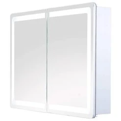 Dyconn Faucet Egret Tri-color LED Dual Door Cabinet Mirror With Touch On/Off Dim