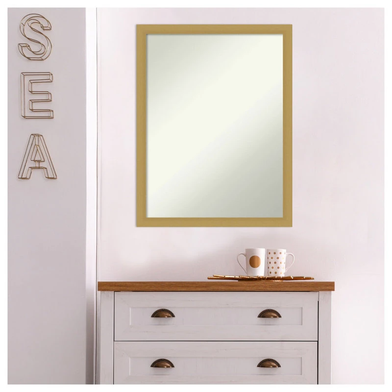 Amanti Art Grace Brushed Gold Narrow Non-Beveled Bathroom Wall Mirror - 20 X 26 In. 9 Amanti Art Grace Brushed Gold Narrow Non-Beveled Bathroom Wall Mirror - 20 X 26 In. - Image 7