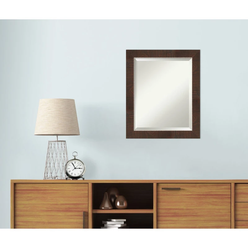 Amanti Art Wildwood Brown Narrow Beveled Bathroom Wall Mirror - 19.25 X 23.25 In. 10 Amanti Art Wildwood Brown Narrow Beveled Bathroom Wall Mirror - 19.25 X 23.25 In. - Image 8