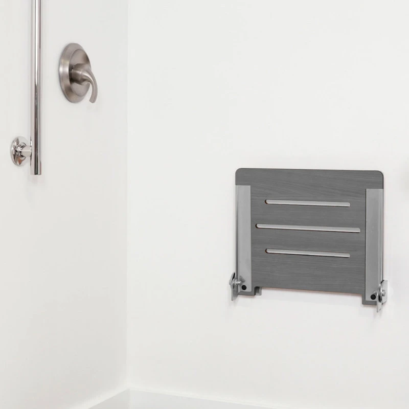Seachrome Corporation Seachrome SlimLine Folding Wall Mount Shower Seat, Gray Seat With Silver Frame 10 Seachrome Corporation Seachrome SlimLine Folding Wall Mount Shower Seat, Gray Seat With Silver Frame - Image 8