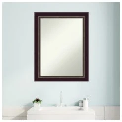 Amanti Art Signore Bronze Non-Beveled Wood Bathroom Wall Mirror - 22.25 X 28.25 In. -Laural Home Shop c17172b302bdde02 6146 w800 h800 b1 p0