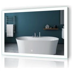 Kiva Rhyme LED Bathroom Backlit Mirror With Dimmer Defogger, 48"x36"-1 Button