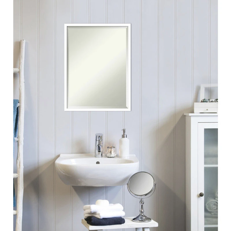 Amanti Art Svelte White Beveled Wood Bathroom Wall Mirror - 19.5 X 25.5 In. 7 Amanti Art Svelte White Beveled Wood Bathroom Wall Mirror - 19.5 X 25.5 In. - Image 5