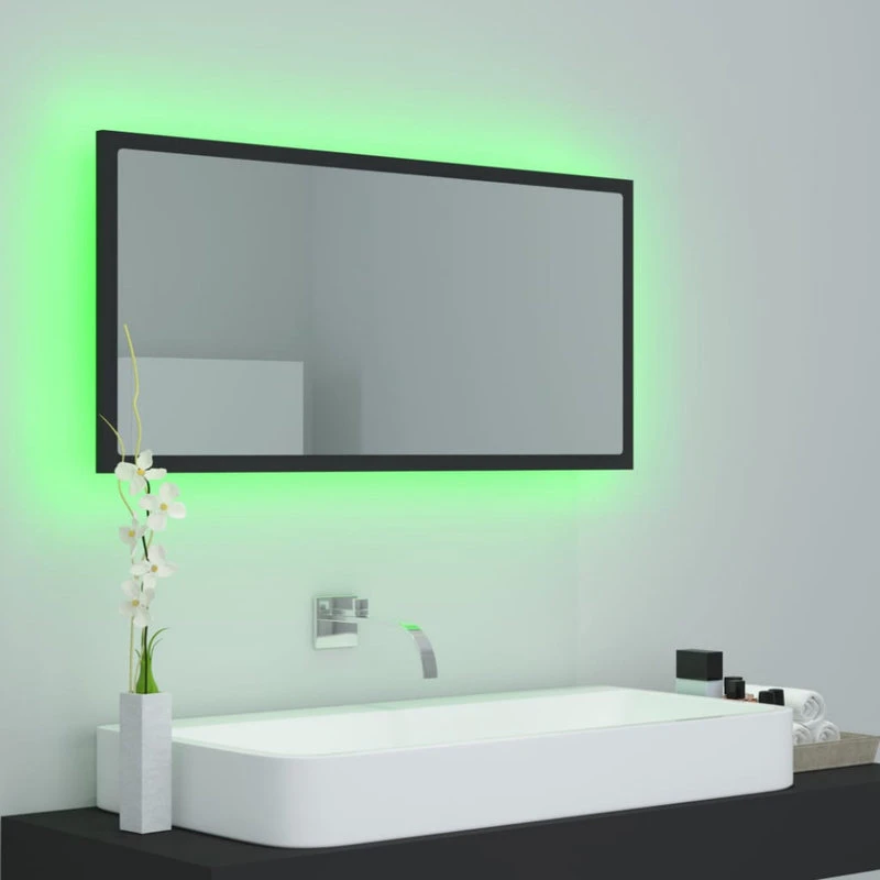 Vida XL International B.V. VidaXL LED Bathroom Mirror 35.4" Gray Acrylic Home Washroom Wall Vanity Unit 6 Vida XL International B.V. VidaXL LED Bathroom Mirror 35.4" Gray Acrylic Home Washroom Wall Vanity Unit - Image 4