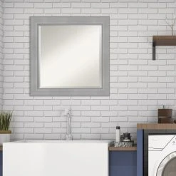 Amanti Art Vista Brushed Nickel Beveled Bathroom Wall Mirror - 24.25 X 24.25 In. 15 Amanti Art Vista Brushed Nickel Beveled Bathroom Wall Mirror - 24.25 X 24.25 In. -Laural Home Shop c321c6480ec6db64 6863 w800 h800 b0 p0