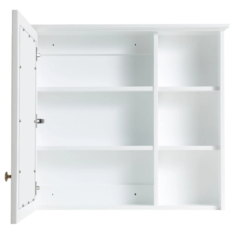 Wellfor Bathroom Solid Wood Medicine Cabinet With Silver Coated Mirror, 34"x30", White 7 Wellfor Bathroom Solid Wood Medicine Cabinet With Silver Coated Mirror, 34"x30", White - Image 5