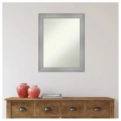 Amanti Art Flair Polished Nickel Non-Beveled Bathroom Wall Mirror - 22 X 28 In. -Laural Home Shop c3315eac02bddde0 6189 w800 h800 b1 p0
