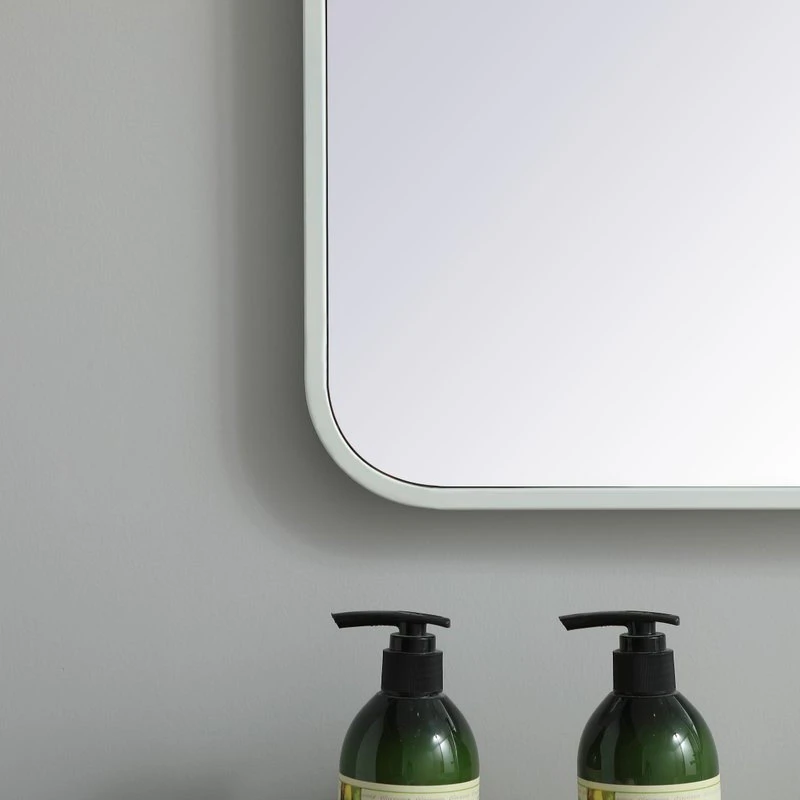 Elegant Furniture & Lighting Ellis Soft Corner Metal Rectangular Mirror, White, 30"x40" 6 Elegant Furniture & Lighting Ellis Soft Corner Metal Rectangular Mirror, White, 30"x40" - Image 4