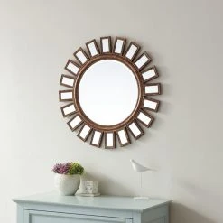 Vinnova Avellino 30" Circle Bathroom/Vanity Antique Brass Framed Wall Mirror -Laural Home Shop c431fef400e2e2b7 0735 w800 h800 b0 p0